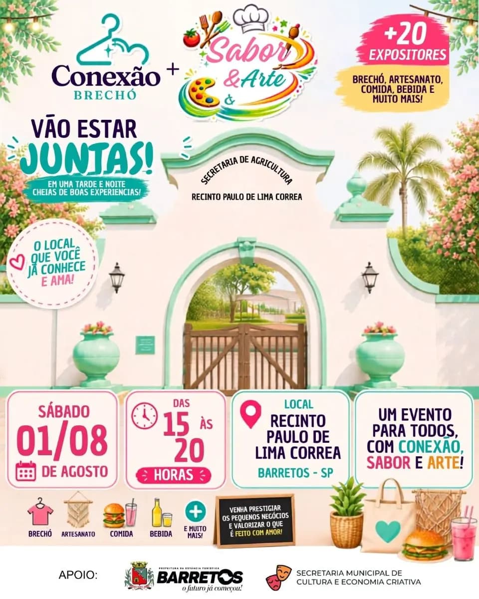 Feira Conexão Brechó + Sabor & Arte volta ao Recinto neste sábado (1º)